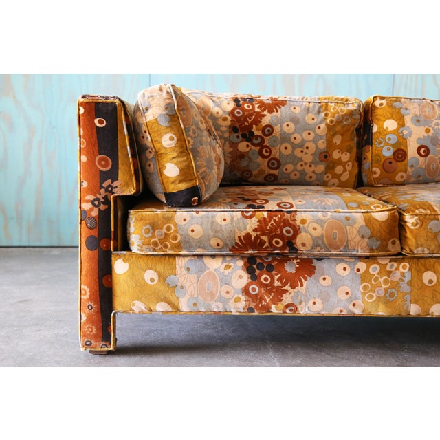 1960s Attributed to Milo Baughman for Thayer Coggin Sofa Jack Lenor Larsen Primavera For Sale - Image 12 of 15