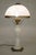 Victorian Hurricane Urchin Glass Ball Dome Shade Brass Marble Table Lamp 1920's For Sale - Image 4 of 12