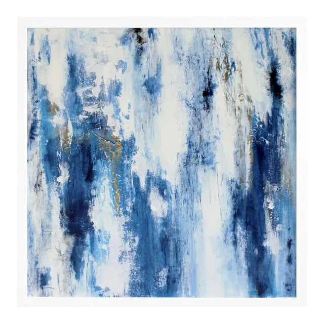 "Cracked Blue Ice" Contemporary Abstract Acrylic Painting For Sale