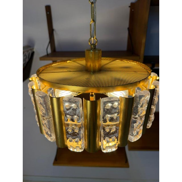 Brass and Glass Pendant Lamp by Carl Fagerlund for Orrefors For Sale - Image 9 of 11
