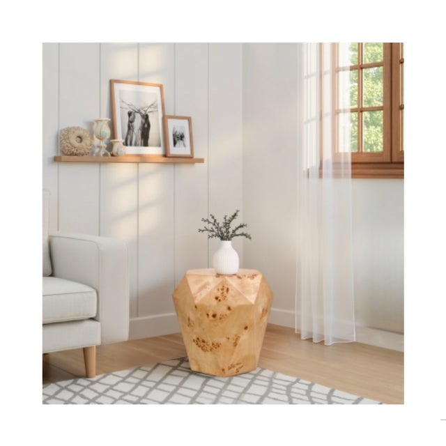 Burl Wood Geometric Side Table For Sale - Image 4 of 4
