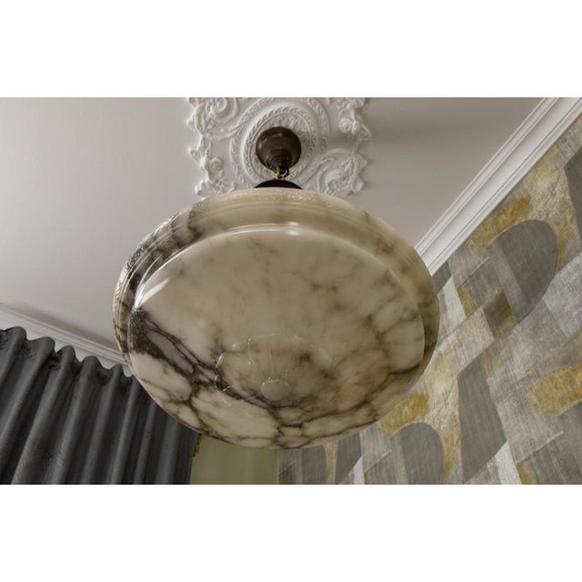 Extra Large Art Deco Six-Light Alabaster Pendant with Dark Veining, 1920 For Sale - Image 10 of 18