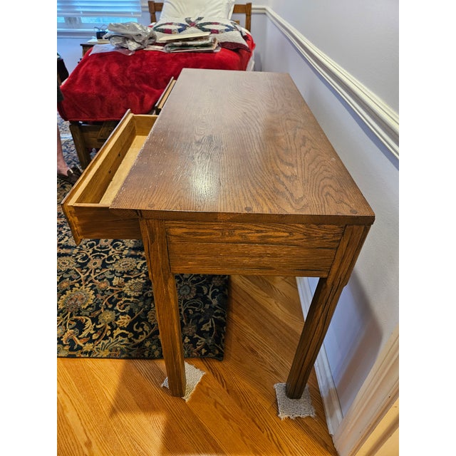 Late 20th Century Ranch Oak Writing Desk and Chair For Sale In Chicago - Image 6 of 6