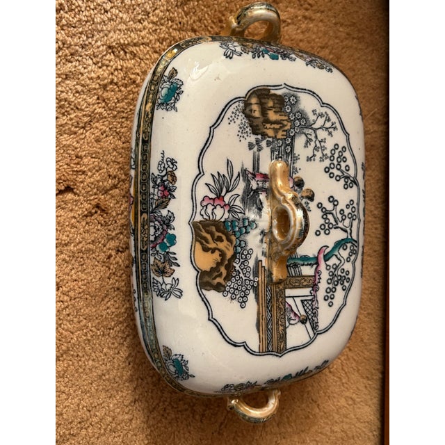 Antique Ashworth Brothers England Ironstone Chinoiserie Tea House Pattern Casserole For Sale - Image 11 of 12