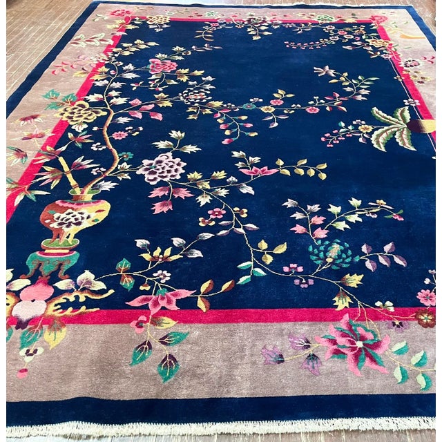 Early 20th Century Early 20th Century Antique Art Deco Chinese Carpet, Richness ,8'10" X 11'4" C-1920, #17399 For Sale - Image 5 of 9