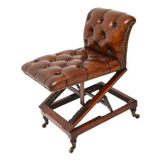 Antique Victorian Leather Metamorphic Gout Stool, 1880s For Sale