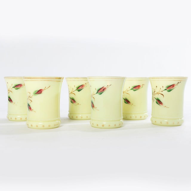 Glass Early 1900s Heisey Uranium Custard Glass Ring Band Drink Set- 7 Pieces For Sale - Image 7 of 12