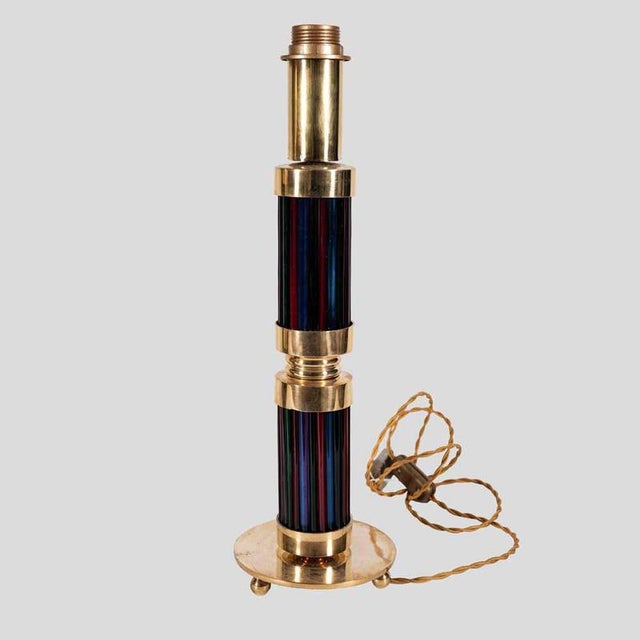 Murano Glass and Brass Table Lamps, 1970s, Set of 2 For Sale - Image 10 of 12