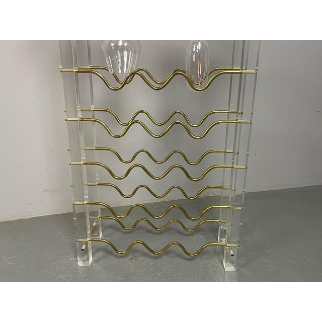 Sculptural Acrylic Glass and Brass Wine Rack by David Lange. France, 1970s For Sale - Image 12 of 13