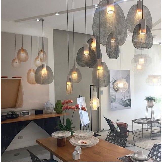 Galvanized Iron Wire Pendant, Grey, Large - Petiole Collection by Schema for Oggetti For Sale In Miami - Image 6 of 7