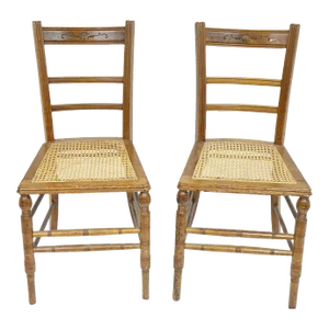 Vintage Chairs With Woodwork - a Pair