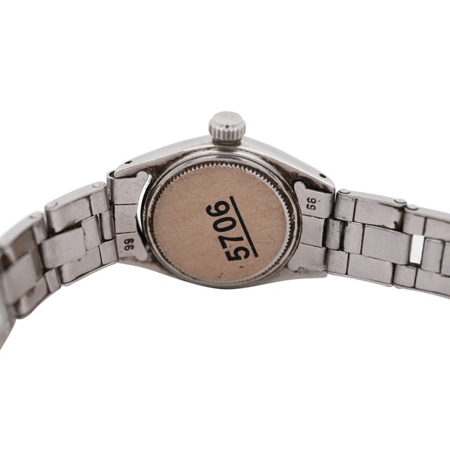 1960s Vintage Rolex Oysterdate Precision 6406 Steel Cream Dial 1960s 24mm Ladies Watch For Sale - Image 5 of 5