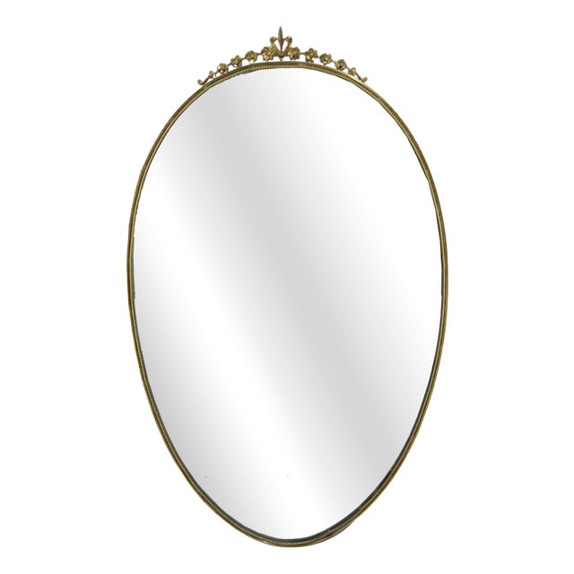 Oval Brass Wall Mirror, Italy, 1950s For Sale