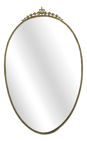 Oval Brass Wall Mirror, Italy, 1950s
