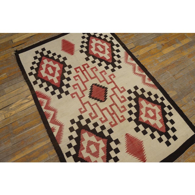 1930s American Navajo Rug ( 3'5" x 4'5" - 104 x 163 ) Antique Navajo American Ivory 1930s Rug, Circa Date: 1930s. This...