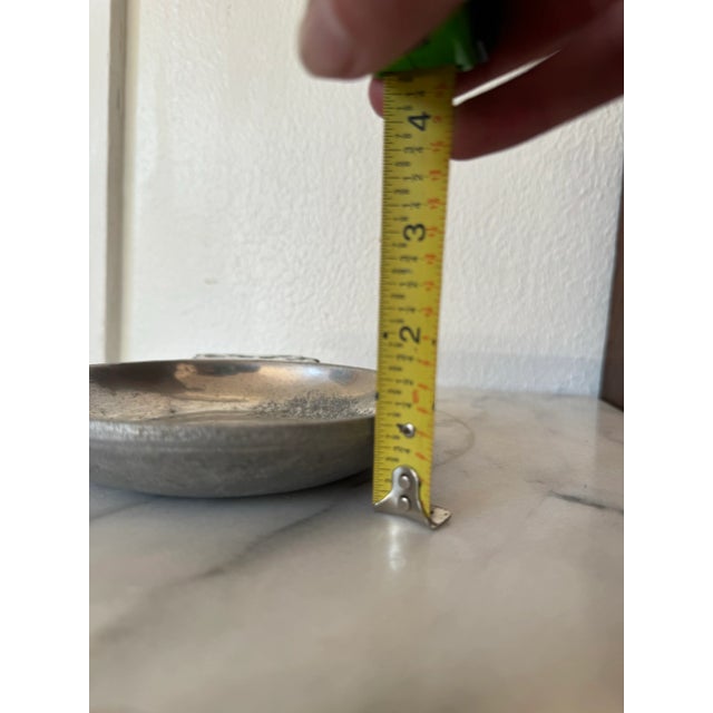Vintage Marked Pewter Porringer Dish With Fillagree Handle For Sale - Image 4 of 8