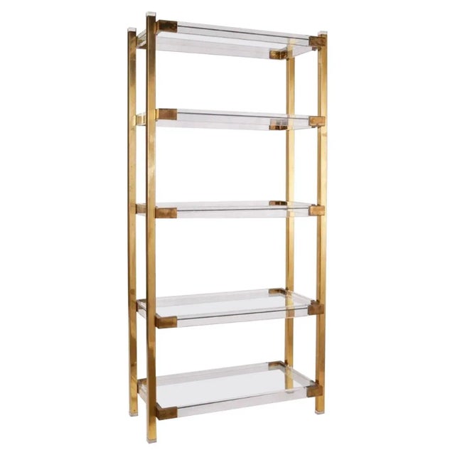 1960s Lucite & Brass Etagere with Five Shelves by Charles Hollis Jones For Sale - Image 9 of 9