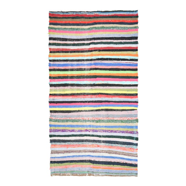 Vintage Turkish Oushak Handmade Wool Cotton Beige Kilim Runner For Sale