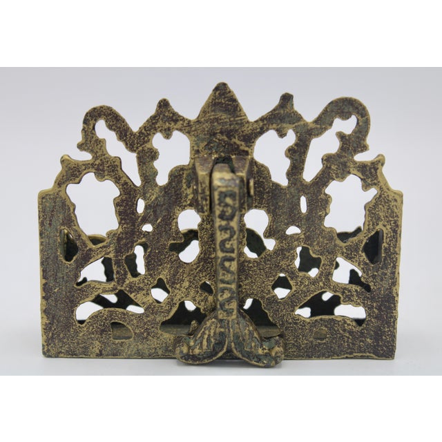 Metal Vintage French Fleur De Lis Metal Business Card Holder For Sale - Image 7 of 10