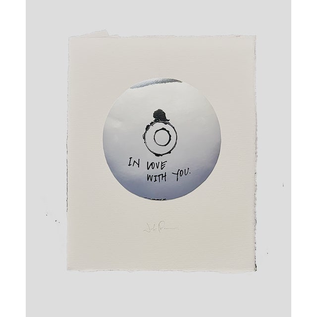 Conceptual mixed media artwork inspired by a CD playlist, featuring a minimalist circular form with hand-applied text and...