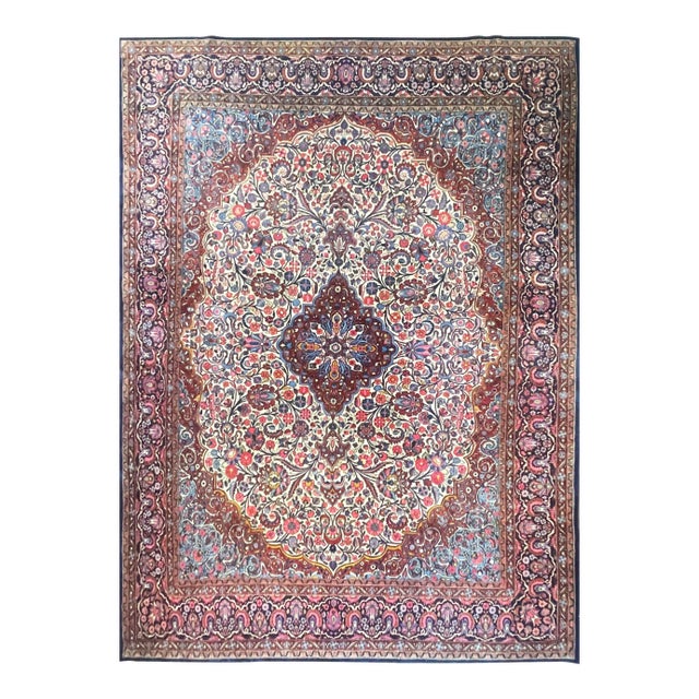 Antique Persian Dabir Kashan Carpet, 8'7" × 11'8" For Sale