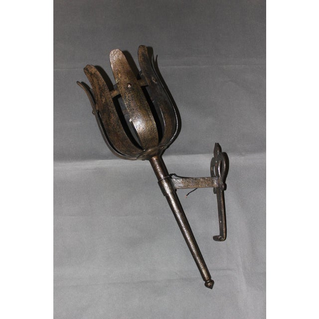 Medieval-Style Wrought Iron Wall Sconces by Rakoulal, 1970s, Set of 2 For Sale - Image 12 of 15