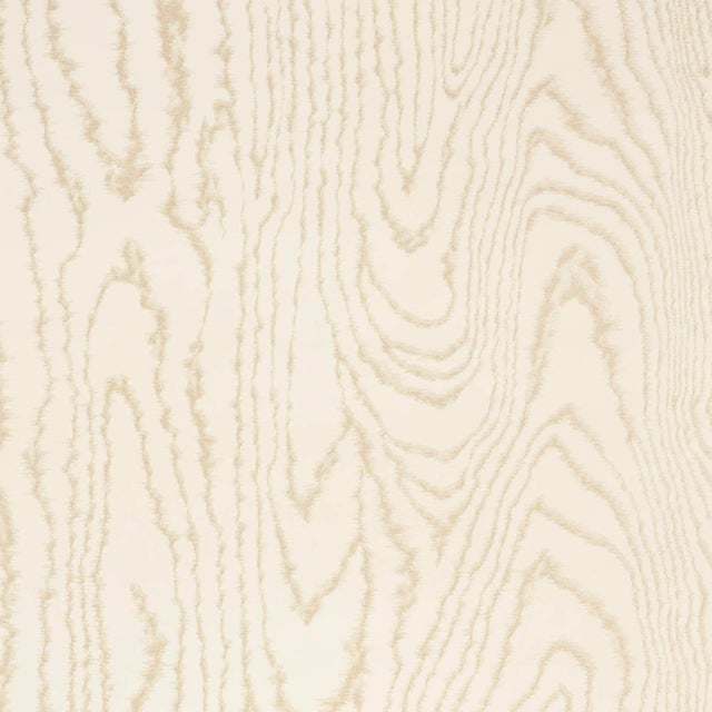 Sample - Schumacher Faux Bois Wallpaper in Sand Shimmer For Sale