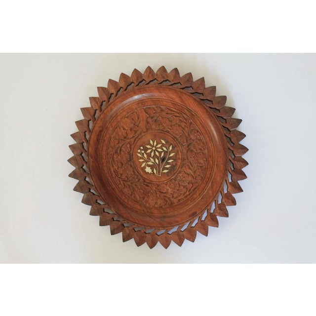 Vintage Hand Carved Wood Plate For Sale - Image 4 of 8