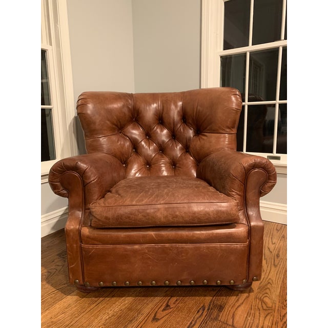 Ralph Lauren Tufted Leather Writer Chair and Ottoman ...