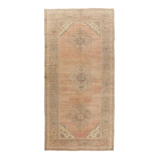 Vintage Circa 1940 Subdued Turkish Oushak Runner Hand Knotted Rug 5ft 3in X 10ft 11in For Sale
