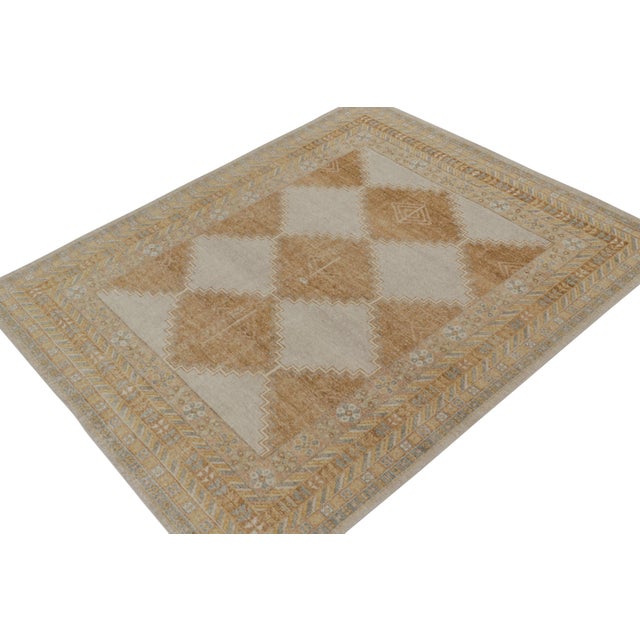 Rug & Kilim Rug & Kilim’s Distressed Tribal Style Rug in Gold, Gray and Blue Patterns For Sale - Image 4 of 7