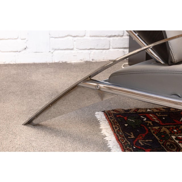Late 20th Century 1980s Massimo Iosa Ghini for Moroso Leather and Steel Post Modern Lounge Chair For Sale - Image 5 of 8