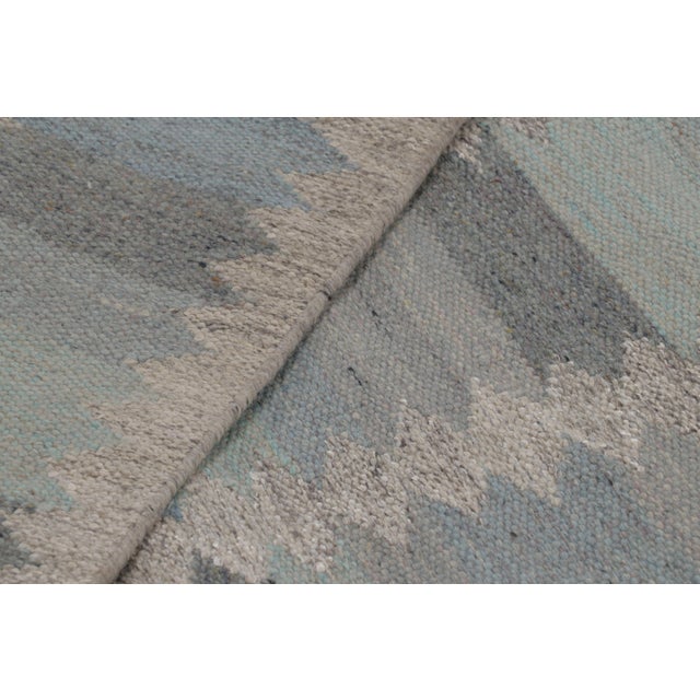 White Rug & Kilim’s Scandinavian-Inspired Rug, Blue With Sawtooth Geometric Patterns For Sale - Image 8 of 8