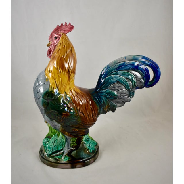 From Minton, a monumental and rare Rooster figure, Stoke-Upon-Trent, Staffordshire, England, circa 1910. An impactful...