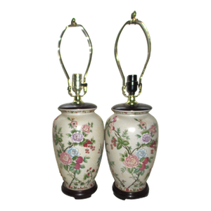 Vintage Pair of Chinese Famille Rose Table Lamps