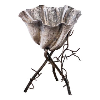 Hammered Silver Flower Vase For Sale