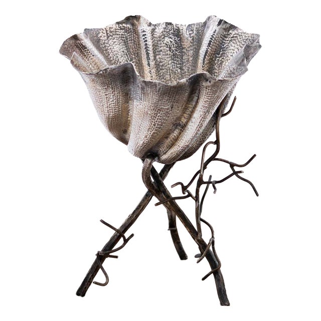 Hammered Silver Flower Vase For Sale