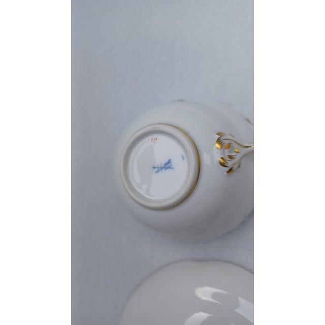 Porcelain Tea Cup and Saucer with Hand-Painted Blue Crocus from Meissen, 1960, Set of 2 For Sale - Image 15 of 17