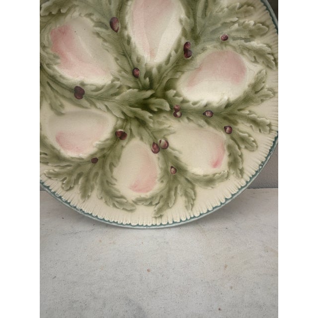 French Majolica Oyster Plate Choisy-Le-Roi, Circa 1880 For Sale - Image 4 of 9