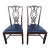 2 Chippendale Dining Room Side Chairs 18th Century Mahogany Navy Leather Carved For Sale