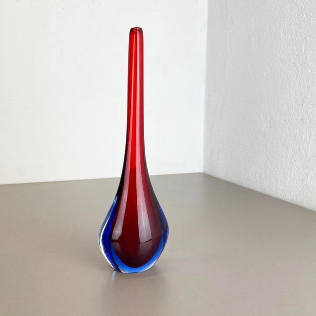 Large Murano Glass Sommerso Stem Vase from Flavio Poli, Italy, 1960s For Sale - Image 3 of 18