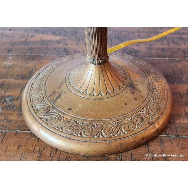 Signed Edward Miller Art Nouveau Style Slag Glass 6 Panel Table Lamp, C1920s For Sale In New York - Image 6 of 14