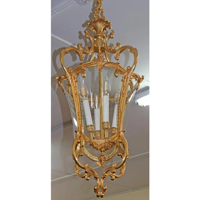 Italian Louis XV Style Bronze Gold Dore 4 Light Lantern by Fbai For Sale - Image 9 of 14