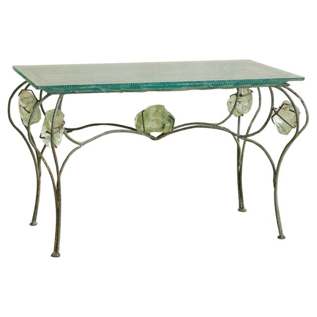 French Cast-Glass + Patinated Iron Desk Attributed Gilles Chabrier, 1992 For Sale - Image 10 of 18