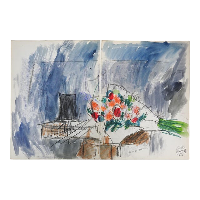 Early 20th Century Mixed Media Impressionist Still Life Diptych Painting For Sale