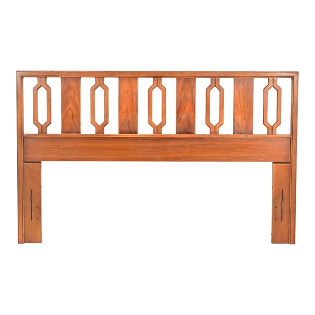 Mid-Century Modern Sculpted Walnut Queen Size Headboard, 1960s For Sale