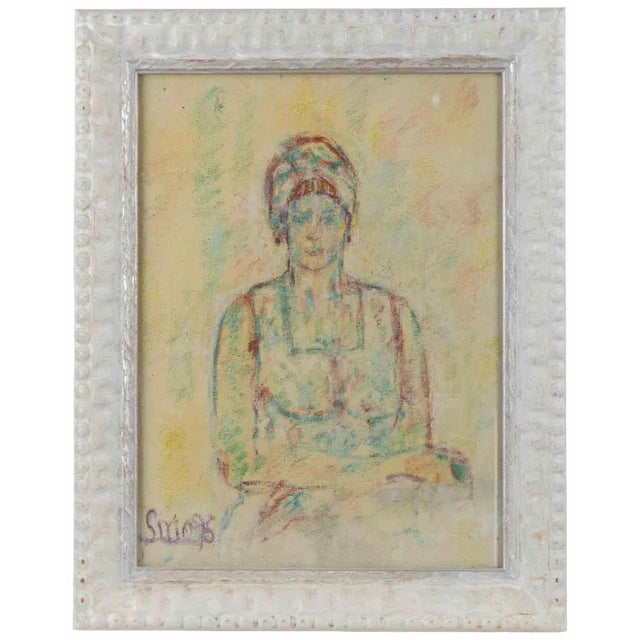 1970s Sirio Pellegrini, Portrait, Pastel & Watercolor, 1975 For Sale - Image 5 of 5