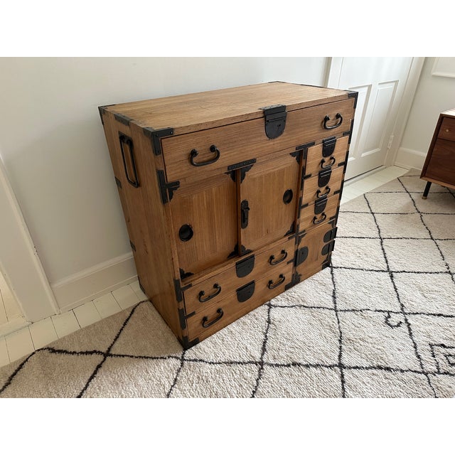 Wood Antique Japanese Choba Tansu Merchant Chest With Hidden Compartment For Sale - Image 7 of 9