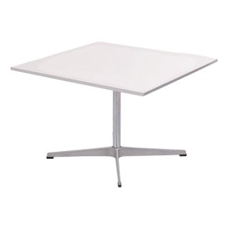 Coffee Table by Arne Jacobsen and Piet Hein with White Laminate Top and Steel Edge For Sale
