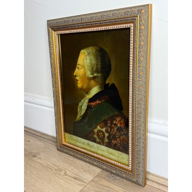 18th Century King George III Reverse-Painted Mezzotint on Glass After Jeremiah Meyer Ra, Engraved by Richard Purcell, London For Sale - Image 11 of 18